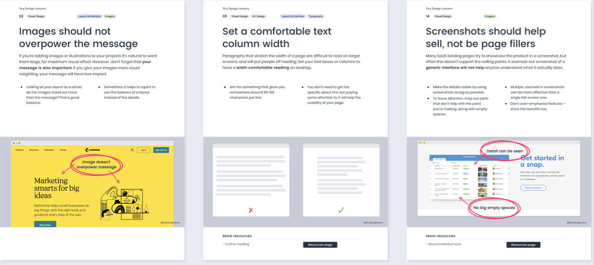 Tiny Design Lessons example pages
